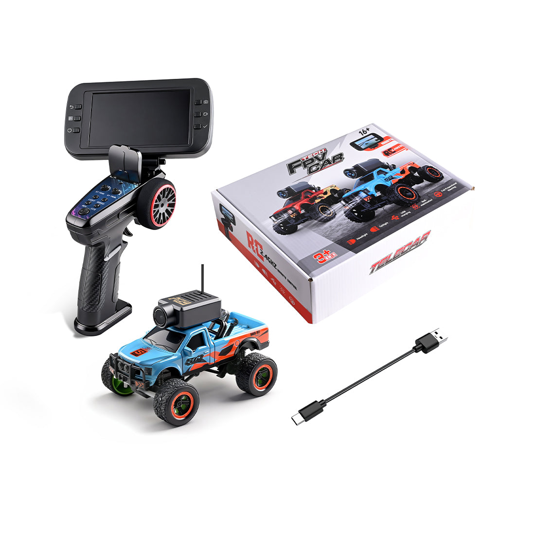 WL 1/64 FPVミニRCトラック APP自動ペアリング フルプロポーショナル WIFIカメラ リモコン付き RTR