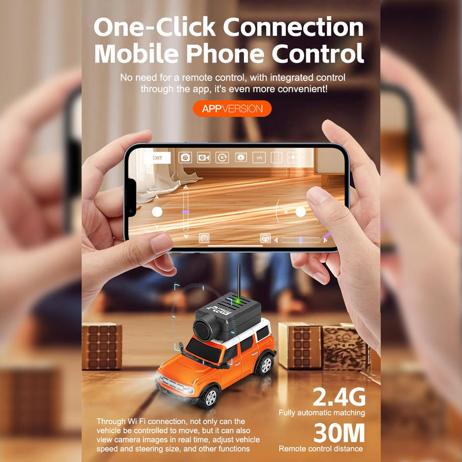 WL 1/64 FPVミニRCカー APP自動ペアリング WIFI制御 収納ケース・トレーラー付き RTRバージョン