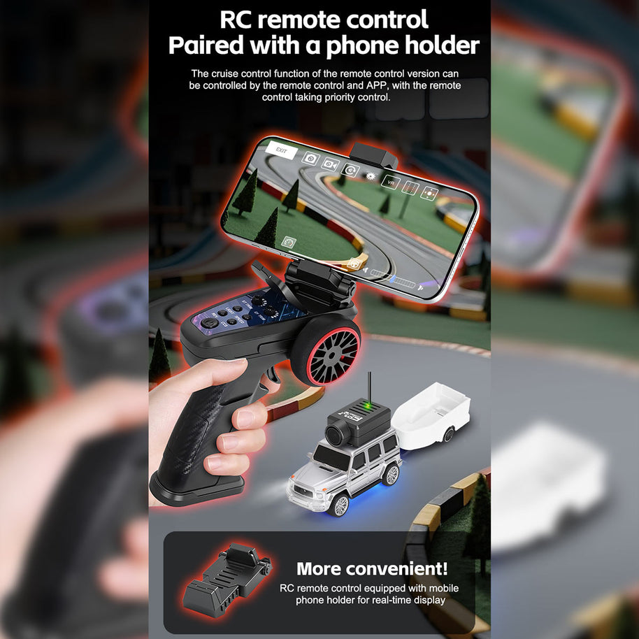WL 1/64 FPVミニRCカー APP自動ペアリング WIFI制御 収納ケース・トレーラー付き RTRバージョン