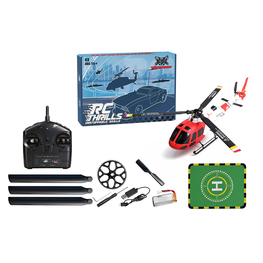WL AS350 2.4G 4CH 3枚羽根フライバーレス リアルスケールRCヘリコプター｜気圧式高度保持・オプティカルフロー位置決め・ワンキー離着陸対応（RTF完成品）