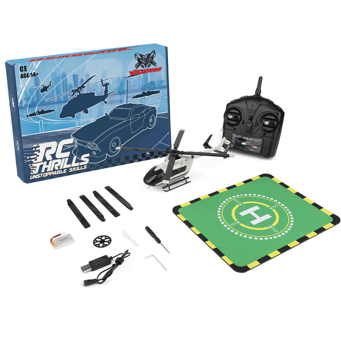 WL-K160 EC-145 160級 RCヘリコプター 2.4G 4CH 4プロペラ フライバー