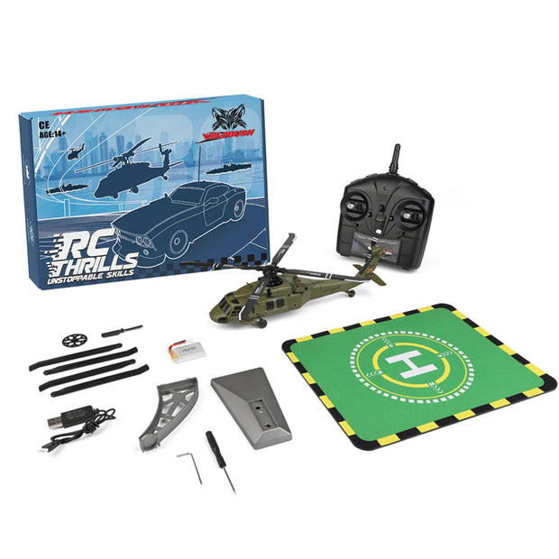 WL-K170 UH-60L 170サイズ 2.4G 4CH フライバーレス RCヘリコプター（左右スロットル調整 RTF版）