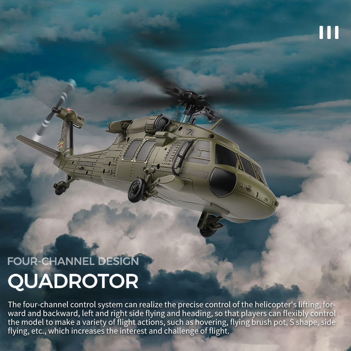 WL-K170 UH-60L 170サイズ 2.4G 4CH フライバーレス RCヘリコプター（左右スロットル調整 RTF版）