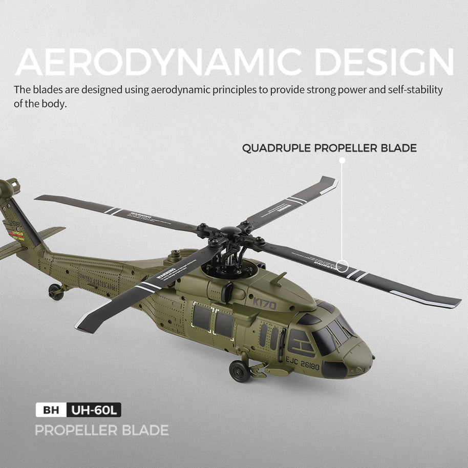 WL-K170 UH-60L 170サイズ 2.4G 4CH フライバーレス RCヘリコプター（左右スロットル調整 RTF版）