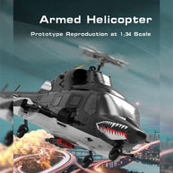WOLFBUSH & YU XIANG AW-911 Airwolf 1/34 スケール RC ヘリコプター GPS 搭載 9CH 6G/3D 切替 無ブレード Mode1/2 切替対応 RTF 版
