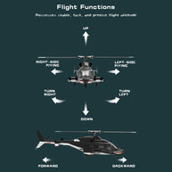 WOLFBUSH & YU XIANG AW-911 Airwolf 1/34 スケール RC ヘリコプター GPS 搭載 9CH 6G/3D 切替 無ブレード Mode1/2 切替対応 RTF 版