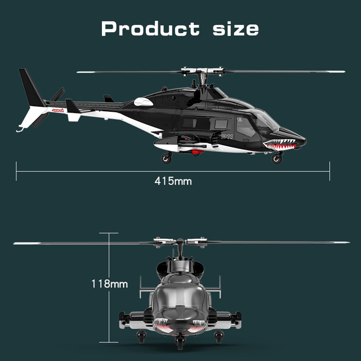 YU XIANG & WOLFBUSH AW-911 Airwolf 1/34 RC ヘリ GPS 6G/3D RTF 版