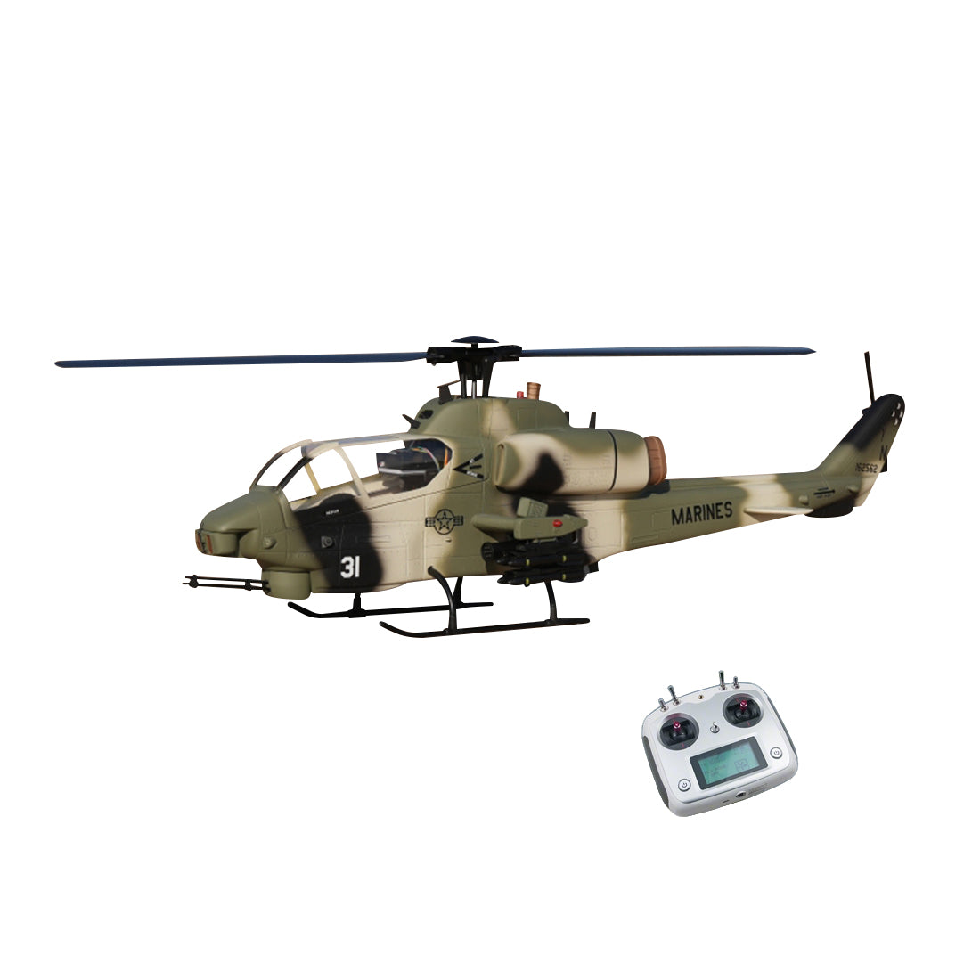 WOLFBUSH & ROBAN AH-1W 470-Class 2.4G 6チャンネル双ローター RC軍用ヘリコプターモデル（GPS定位・同期ターレット・左右ハンドコントロール対応｜RTF）