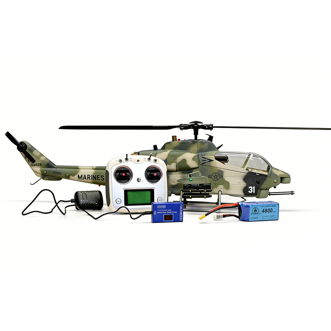 WOLFBUSH & ROBAN AH-1W 470-Class 2.4G 6チャンネル双ローター RC軍用ヘリコプターモデル（GPS定位・同期ターレット・左右ハンドコントロール対応｜RTF）