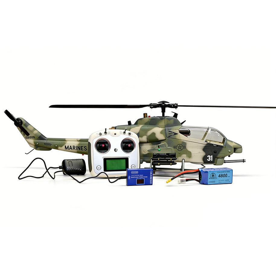 WOLFBUSH & ROBAN AH-1W 470-Class 2.4G 6チャンネル双ローター RC軍用ヘリコプターモデル（GPS定位・同期ターレット・左右ハンドコントロール対応｜RTF）