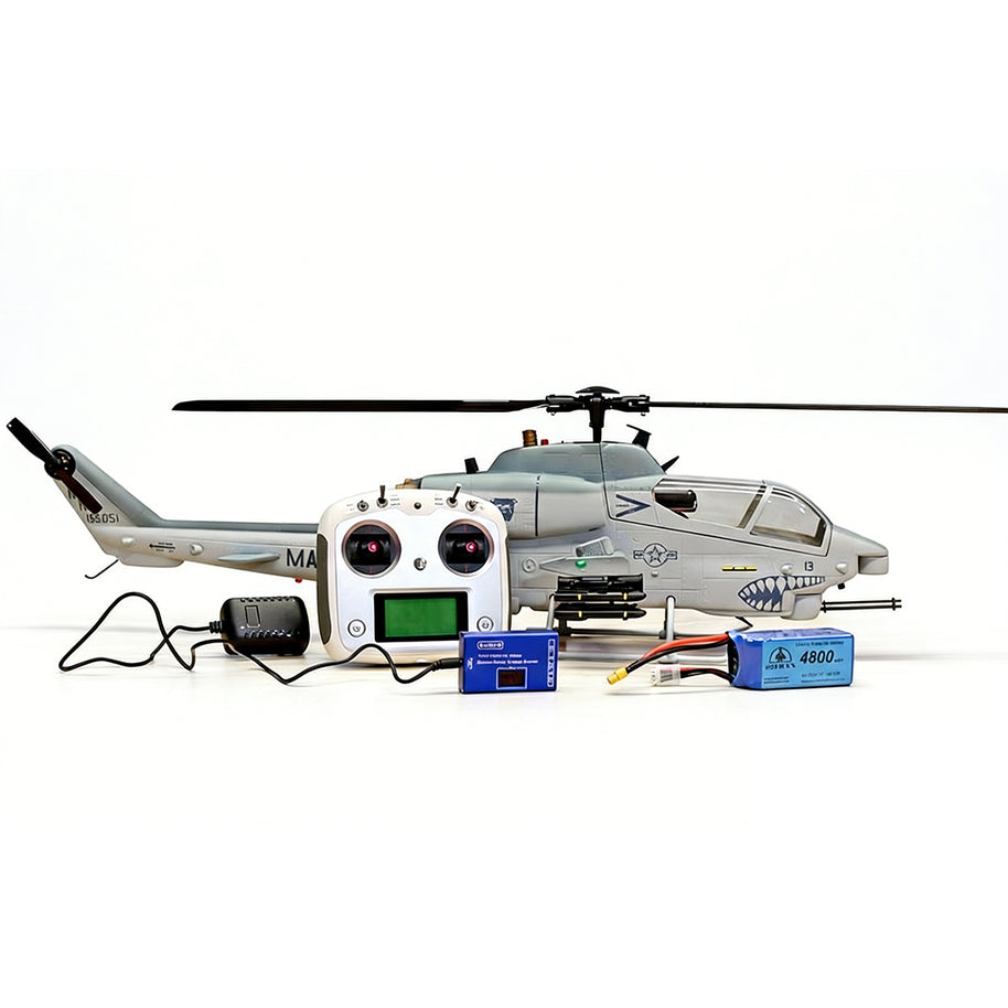 WOLFBUSH & ROBAN AH-1W 470-Class 2.4G 6チャンネル双ローター RC軍用ヘリコプターモデル（GPS定位・同期ターレット・左右ハンドコントロール対応｜RTF）