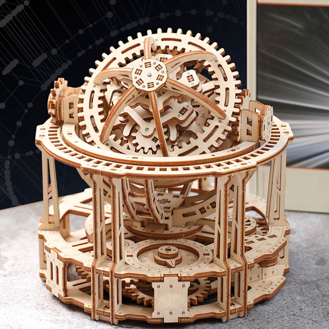 トゥールビヨンタイマー 3D 木製組立キット ぜんまい駆動メカニカル伝動 接着剤不要  DIY モデル 卓上置物 贈り物