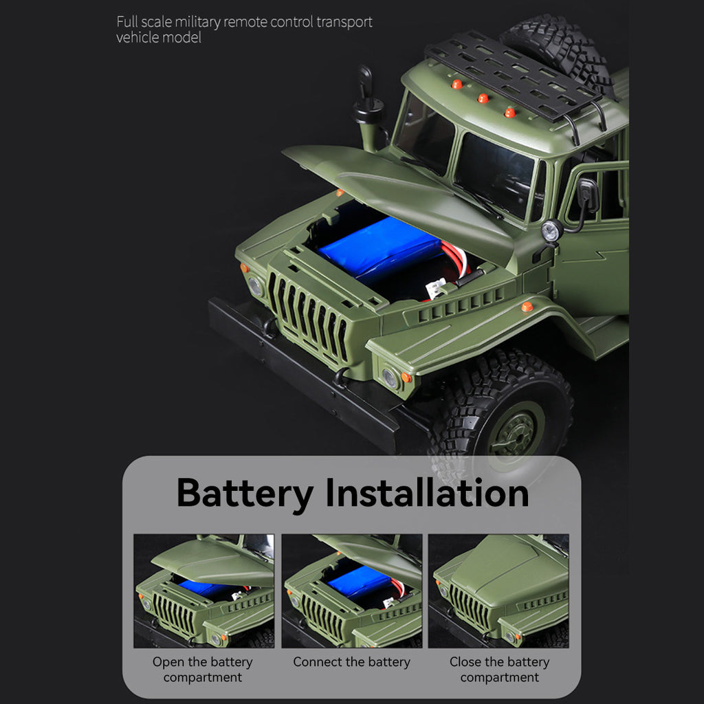 WPL B36-3 2.4G 1/16全プロポーショナルRC軍用トレーラー 2個バッテリー 軍用グリーン 5KM/h