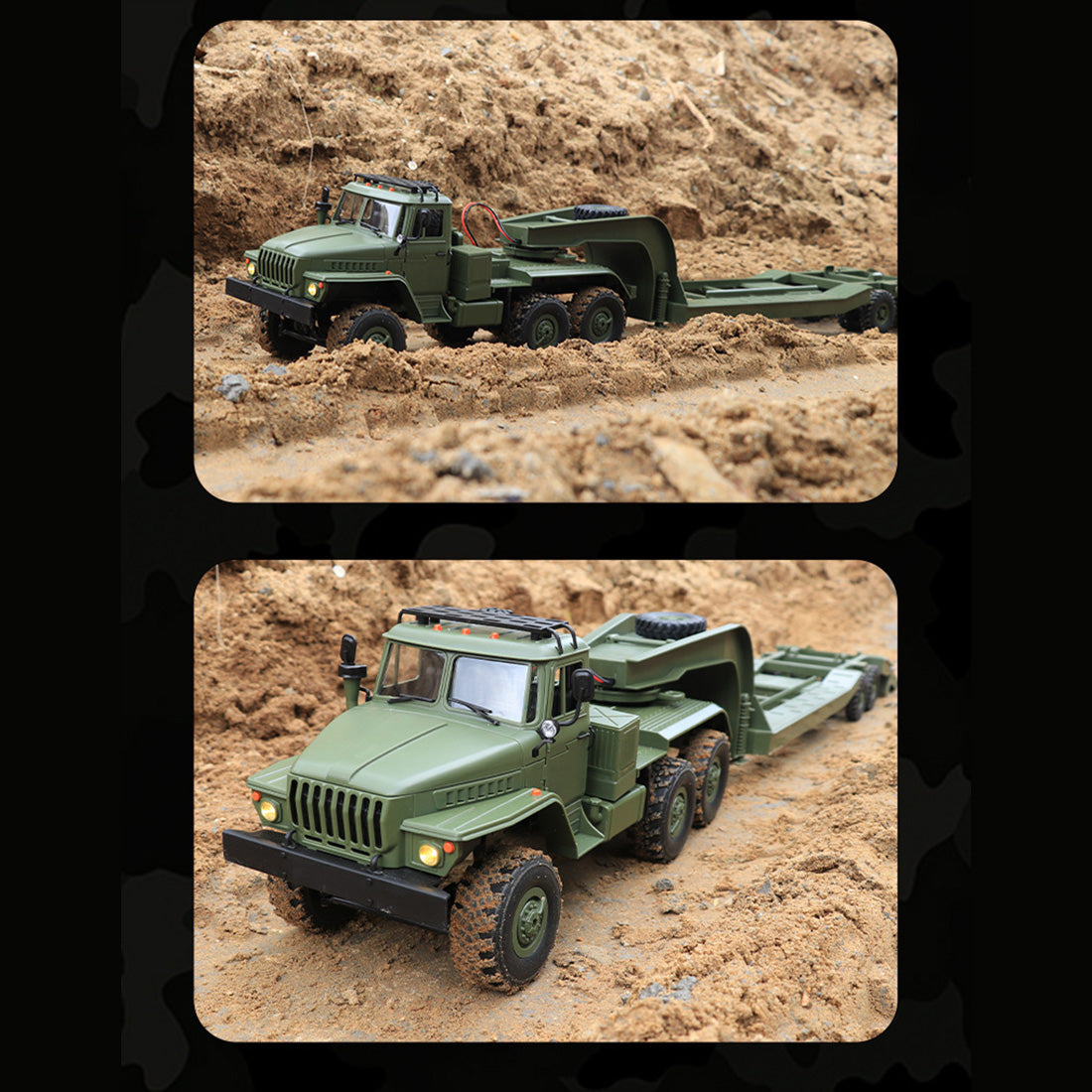 WPL B36-3 2.4G 1/16全プロポーショナルRC軍用トレーラー 2個バッテリー 軍用グリーン 5KM/h