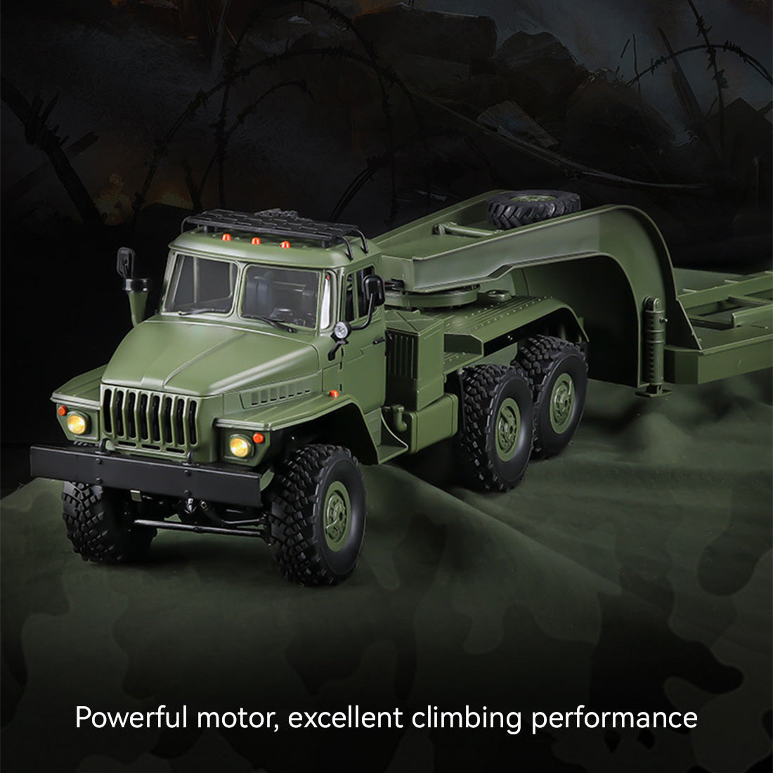 WPL B36-3 2.4G 1/16全プロポーショナルRC軍用トレーラー 2個バッテリー 軍用グリーン 5KM/h
