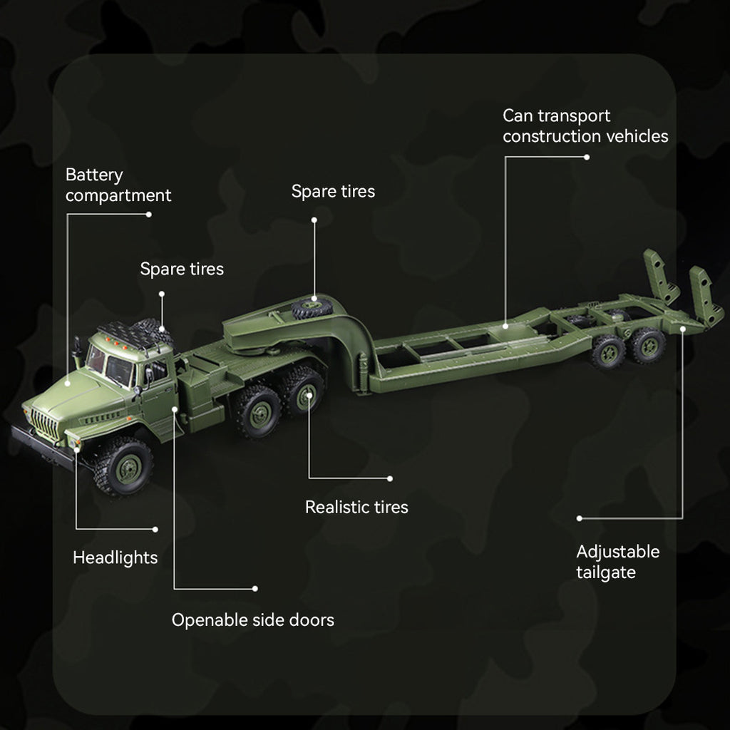 WPL B36-3 2.4G 1/16全プロポーショナルRC軍用トレーラー 2個バッテリー 軍用グリーン 5KM/h