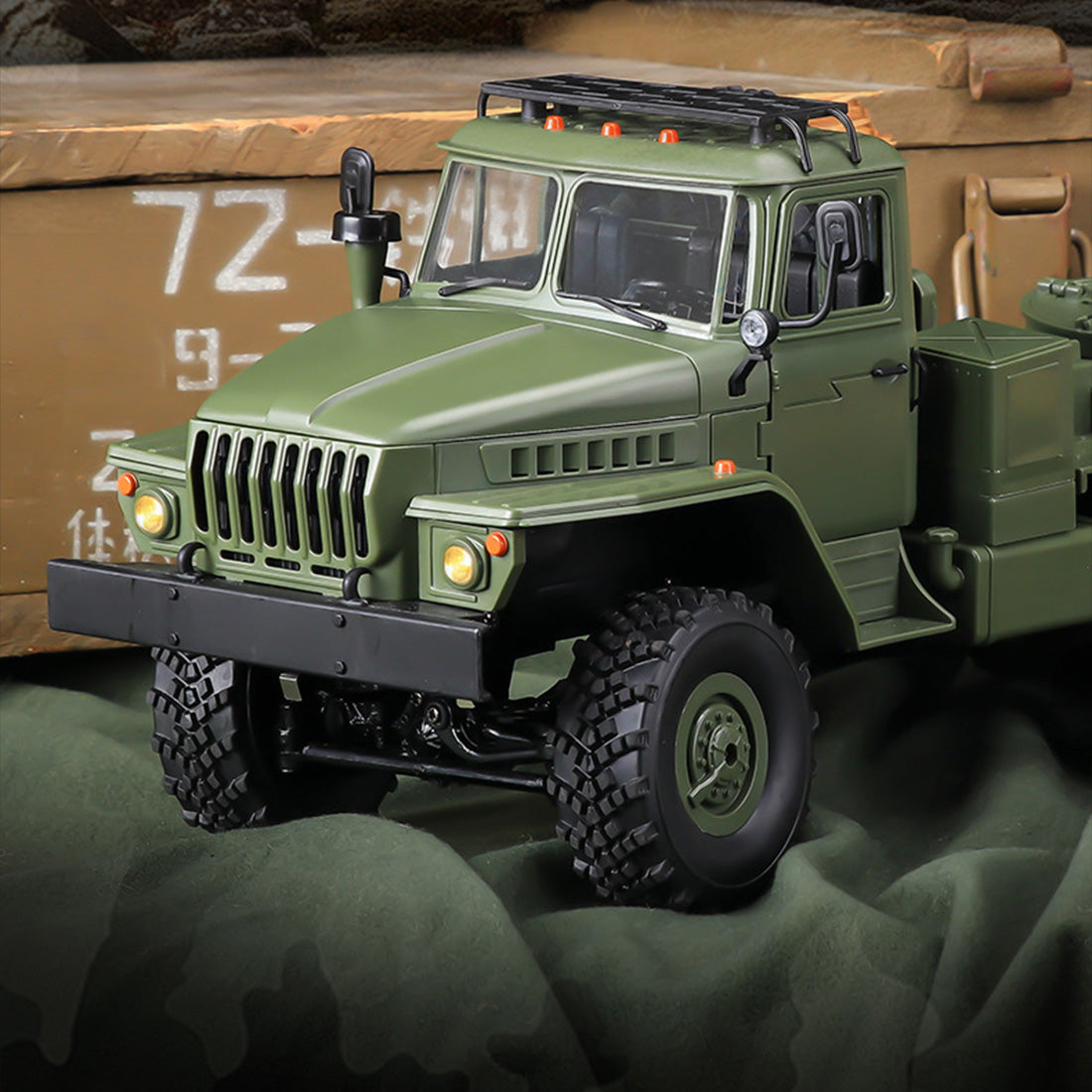 WPL B36-3 2.4G 1/16全プロポーショナルRC軍用トレーラー 2個バッテリー 軍用グリーン 5KM/h