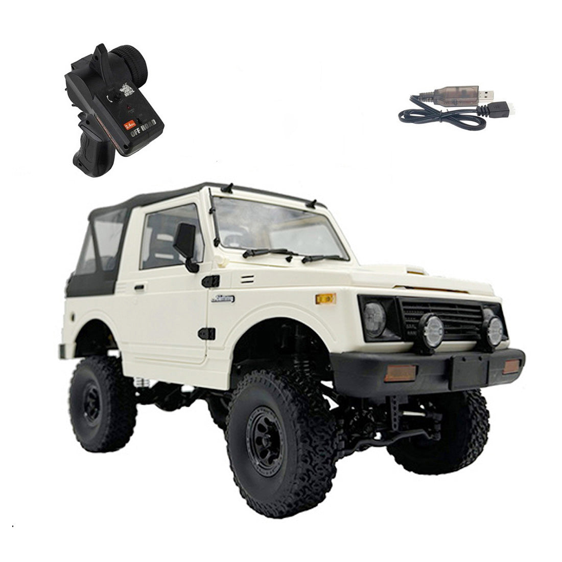 WPL C74-1 フルプロポーショナル 4WD RCオフロードクローラー 2本バッテリー コンバーチブル ホワイト