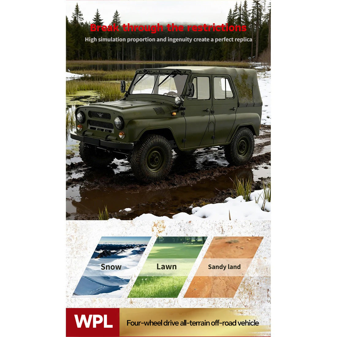 WPL C94 1/12 UAZ-469 RCクローラー｜4WD四輪駆動 フル比例制御 デュアルバッテリー 2.4G無線 改造可能 オフロードラジコン 16歳以上|RTRHOBBYJP
