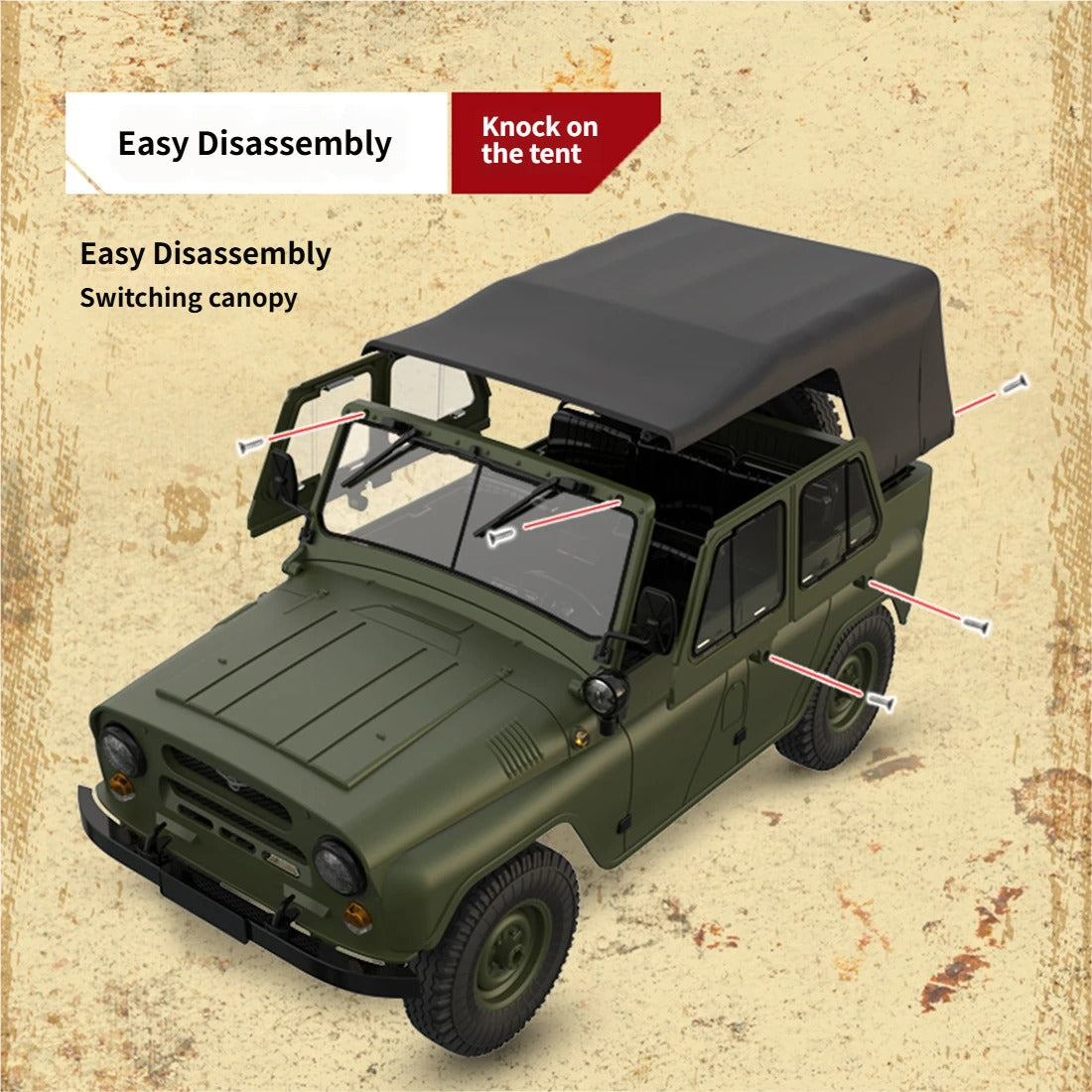 WPL C94 1/12 UAZ-469 RCクローラー｜4WD四輪駆動 フル比例制御 デュアルバッテリー 2.4G無線 改造可能 オフロードラジコン 16歳以上