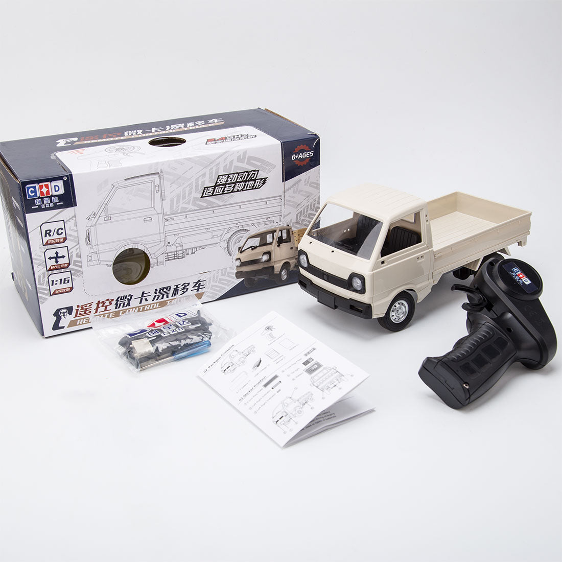 WPL D12mini 1/16 2.4G RCミニトラック ミニバン DIY ダブルバッテリー ライト付き