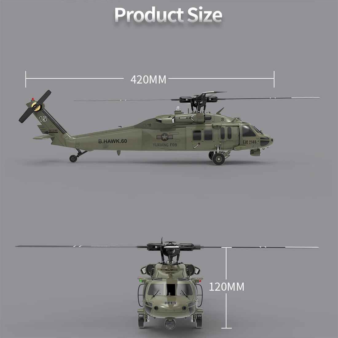 YU XIANG YXZNRC F09-V 1/47スケール 2.4G 6CH RCデュアルブラシレスダイレクトドライブ フライバーレス 6G/3Dスタント ヘリコプターモデル（RTF版）