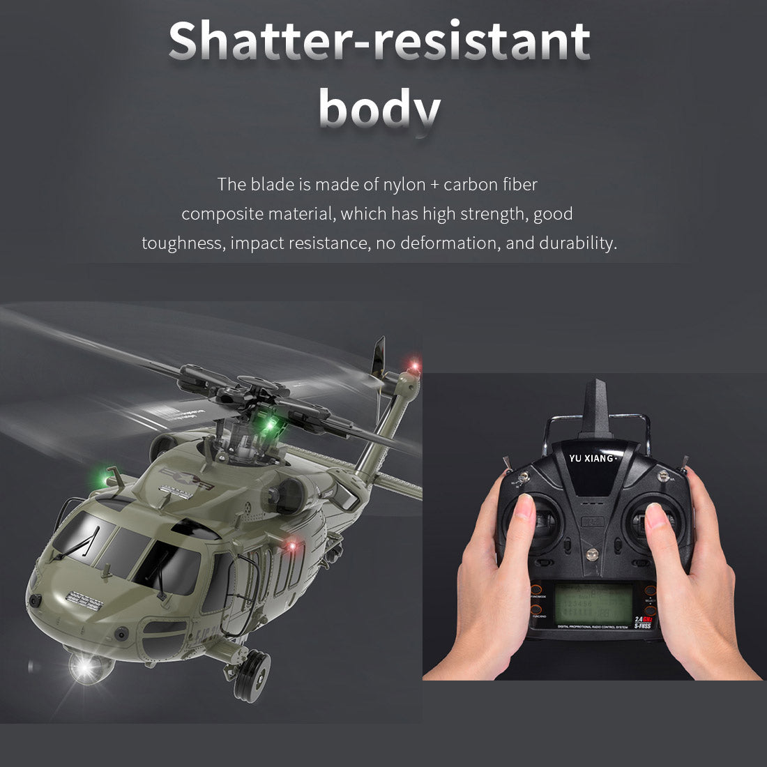YU XIANG YXZNRC F09-V 1/47スケール 2.4G 6CH RCデュアルブラシレスダイレクトドライブ フライバーレス 6G/3Dスタント ヘリコプターモデル（RTF版）