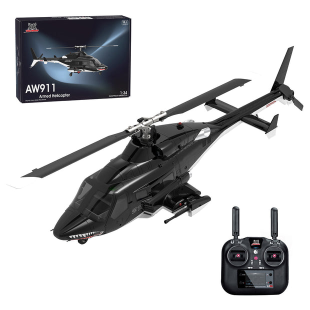 YU XIANG & WOLFBUSH AW-911 Airwolf 1/34 RC ヘリコプター GPS 搭載 9CH 6G/3D 切替 無ブレード Mode1/2 切替対応 RTF - 交換可能なヘリコプターヘッド