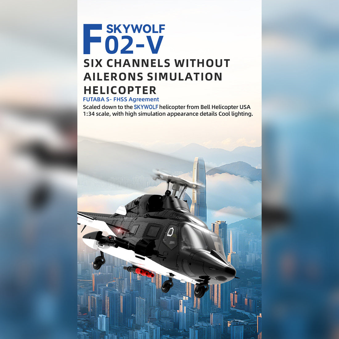 YUXIANG F02-V 1/27 6CH 2.4GHz フライバーレス 6G/3D RCヘリコプター RTF版（LEDライト・ブラシレスモーター・ジャイロ安定｜モード1/2切替可）