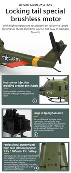 YU XIANG F07 UH-1ヒューイ 1/34  光学測位搭載 RCヘリ RTF | 技適番号：【219-239056】