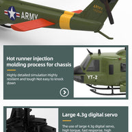 YU XIANG F07 UH-1 Huey 1/34 Scale RC Helicopter, 6-Channel Brushless Direct Drive, 6G Bladeless, Optical Flow Positioning, Mode 1/2 Switching, RTF Version