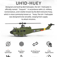 YU XIANG F07 UH-1 Huey 1/34 Scale RC Helicopter, 6-Channel Brushless Direct Drive, 6G Bladeless, Optical Flow Positioning, Mode 1/2 Switching, RTF Version