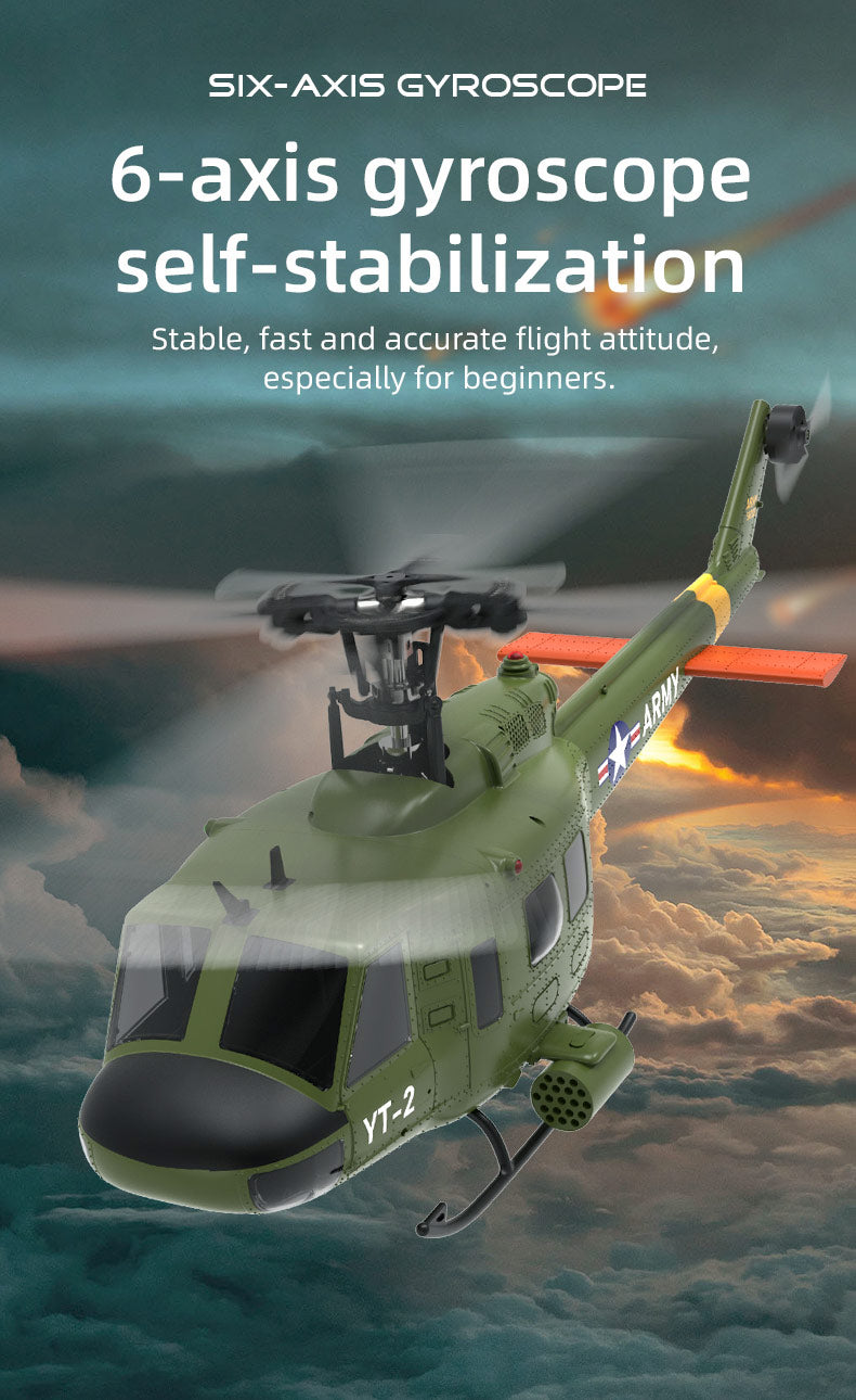 YU XIANG F07 UH-1 Huey 1/34 Scale RC Helicopter, 6-Channel Brushless Direct Drive, 6G Bladeless, Optical Flow Positioning, Mode 1/2 Switching, RTF Version