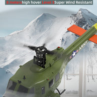 YU XIANG F07 UH-1 Huey 1/34 Scale RC Helicopter, 6-Channel Brushless Direct Drive, 6G Bladeless, Optical Flow Positioning, Mode 1/2 Switching, RTF Version