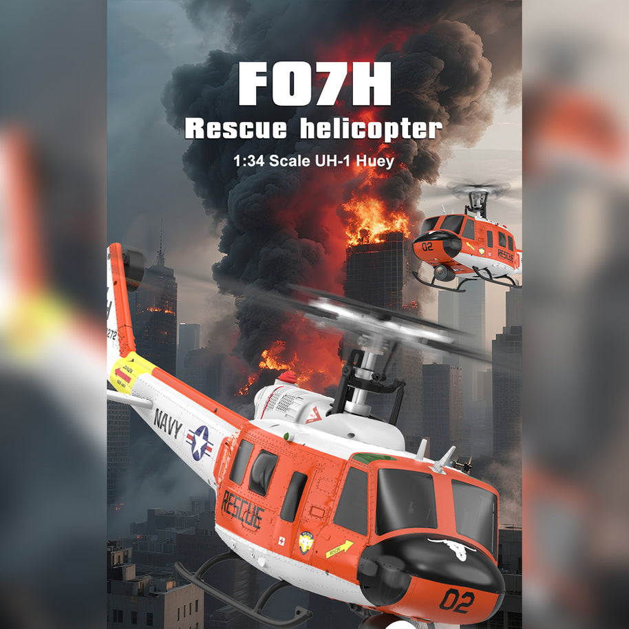 YU XIANG F07H UH-1ヘリ｜1/34スケール 8CHブラシレス直駆動 GPS・光学測位 6Gフライバーレス 多機能スマート飛行 RTF |RTRHOBBYJP