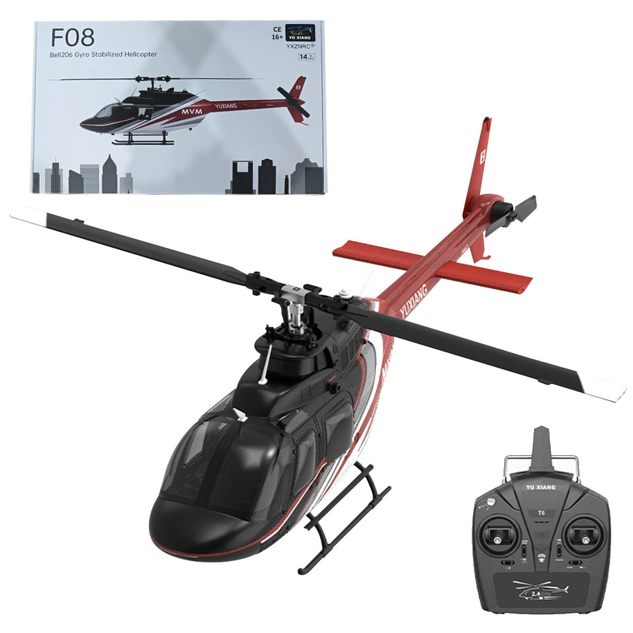 YU XIANG F08 Bell 206 1/27 Scale RC Helicopter, 6-Channel Brushless Direct Drive, 6G Bladeless, Optical Flow Positioning, Mode 1/2 Switching, RTF Version