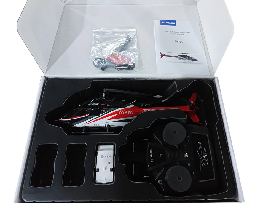 YU XIANG F08 Bell 206 1/27 Scale RC Helicopter, 6-Channel Brushless Direct Drive, 6G Bladeless, Optical Flow Positioning, Mode 1/2 Switching, RTF Version