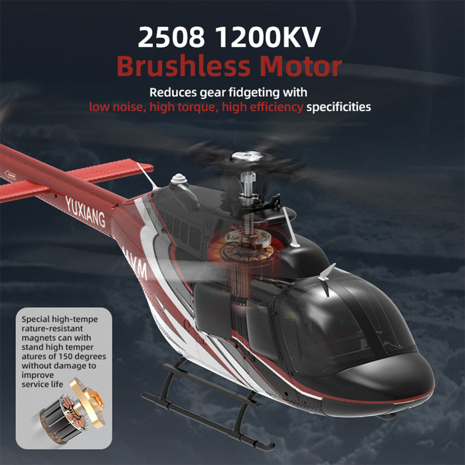 YU XIANG F08 Bell 206 1/27 Scale RC Helicopter, 6-Channel Brushless Direct Drive, 6G Bladeless, Optical Flow Positioning, Mode 1/2 Switching, RTF Version
