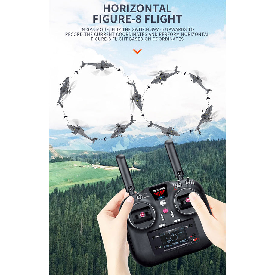 YU XIANG F11-S AH64 1/32 スケール RC ヘリコプター GPS 搭載 6CH 6G/3D スタント 同軸共駆 無ブレード アパッチ RTF スマート版
