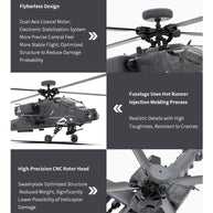 YU XIANG F11-S AH64 1/32 スケール RC ヘリコプター GPS 搭載 6CH 6G/3D スタント 同軸共駆 無ブレード アパッチ RTF スマート版