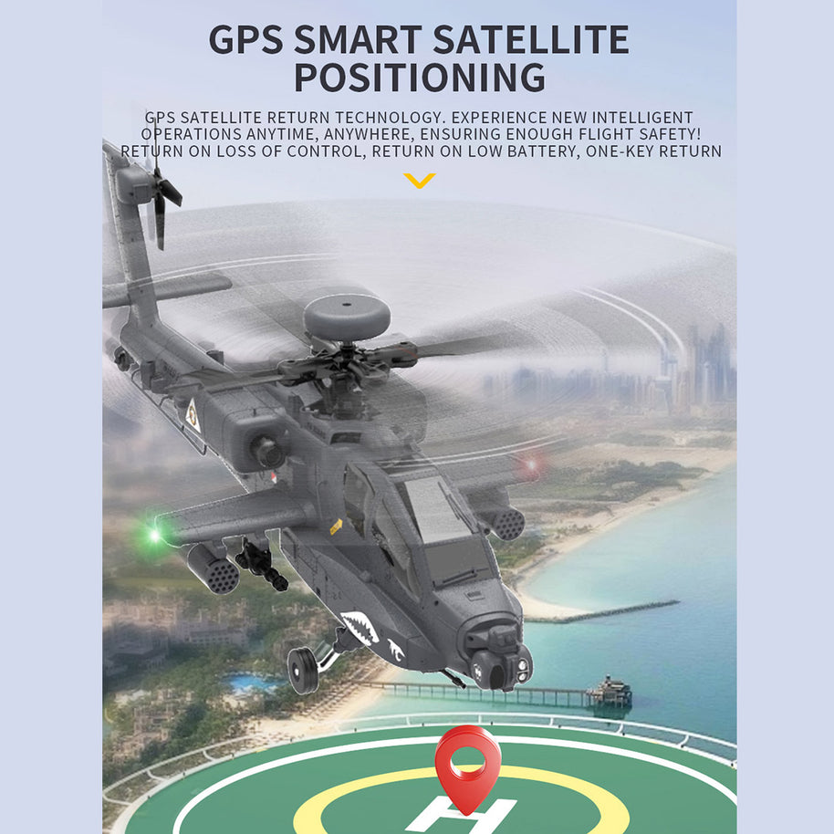 YU XIANG F11-S AH64 1/32 スケール RC ヘリコプター GPS 搭載 6CH 6G/3D スタント 同軸共駆 無ブレード アパッチ RTF スマート版