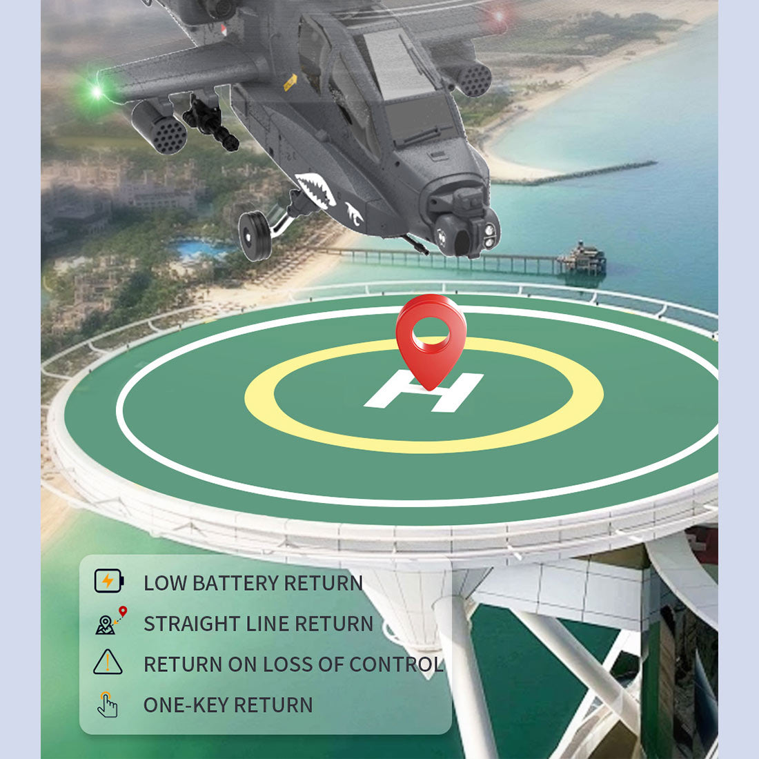 YU XIANG F11-S AH64 1/32 スケール RC ヘリコプター GPS 搭載 6CH 6G/3D スタント 同軸共駆 無ブレード アパッチ RTF スマート版