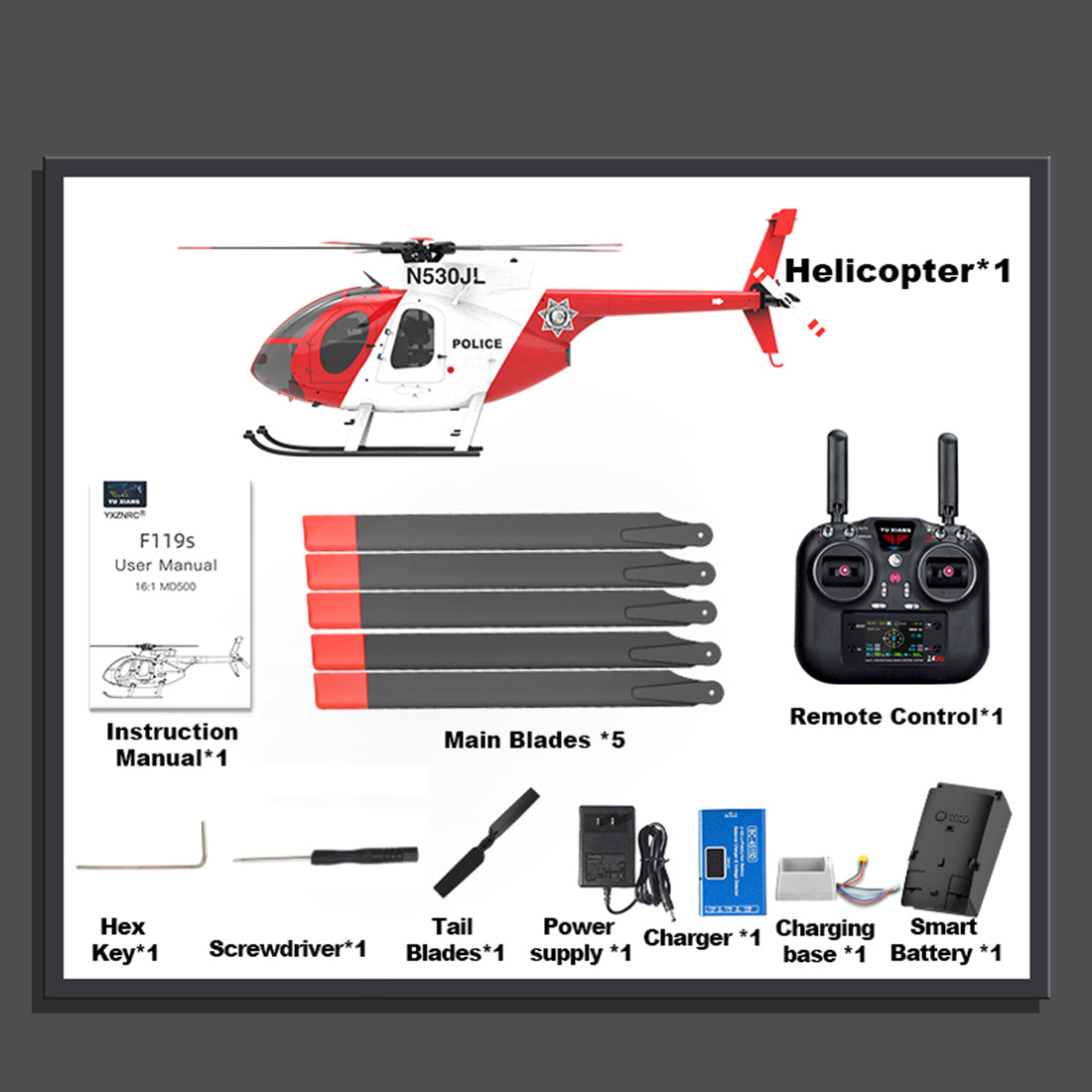 YU XIANG F119S MD500 250 クラス RC ヘリコプター 2.4G 1:16 9 CH 6G/3D モード切替・コックピット開閉式 RTF バージョン