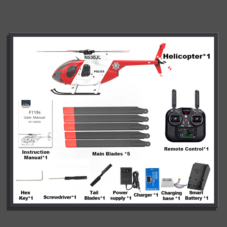 YU XIANG F119S MD500 250 クラス RC ヘリコプター 2.4G 1:16 9 CH 6G/3D モード切替・コックピット開閉式 RTF バージョン