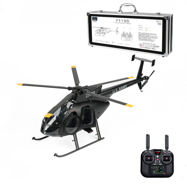 YU XIANG F119S MD500 1/16スケール RCリトルバード軍用ヘリコプター RTF版 2.4G 9CH 6G/3D切替 開閉可能コックピット