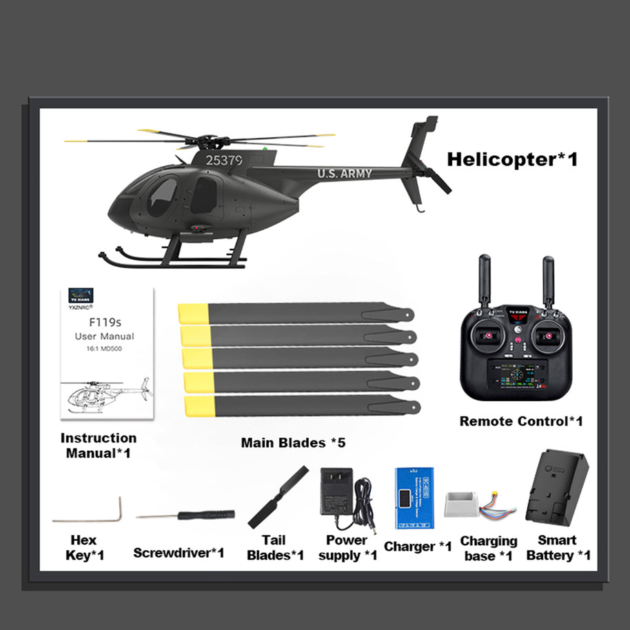 YU XIANG F119S MD500 250 クラス RC ヘリコプター 2.4G 1:16 9 CH 6G/3D モード切替・コックピット開閉式 RTF バージョン