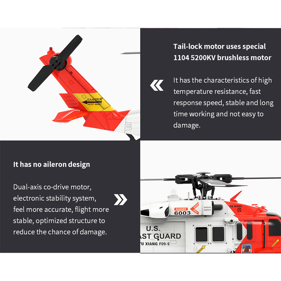 YUXIANG YXZNRC F09-S 1/47 2.4G 6CH ブラシレス直駆 RCヘリコプターモデル（RTF版）