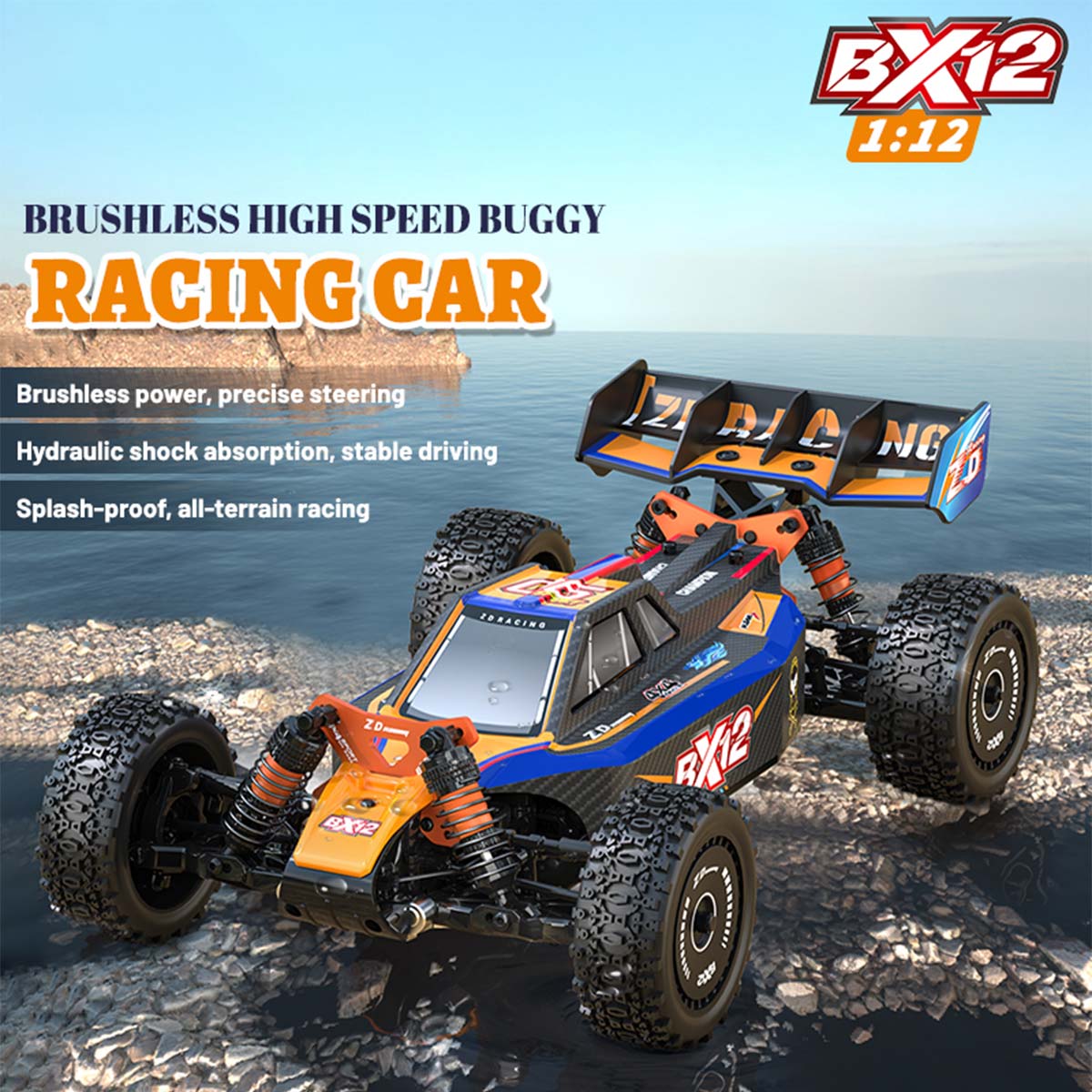 ZD Racing BX-12 1/12スケール 2.4G RC 4WDブラシレス高速オフロードカーモデル アルミニウムシャーシ（RTRバージョン）