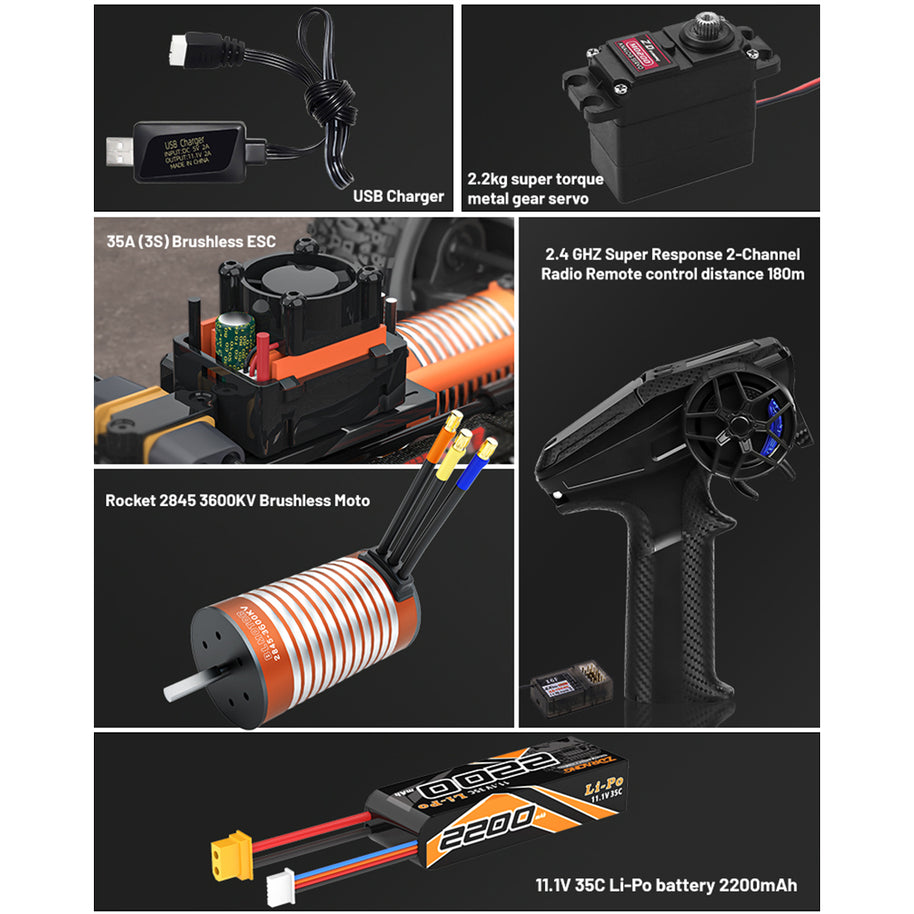 ZD Racing BX-12 1/12スケール ブラシレスRCオフロードカー 3Sバッテリー対応