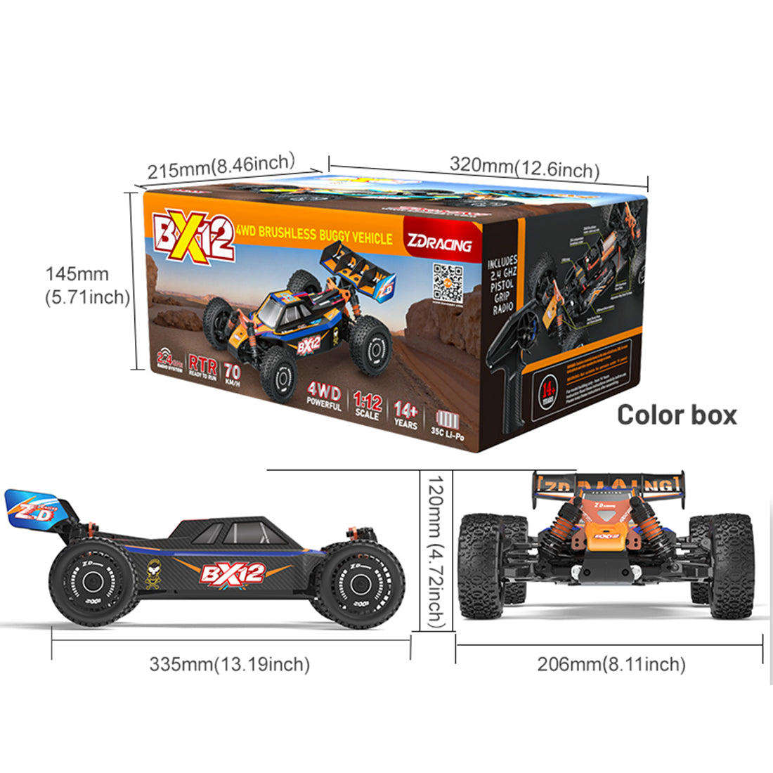 ZD Racing BX-12 1/12スケール ブラシレスRCオフロードカー 3Sバッテリー対応